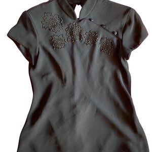 SL fashions vintage two piece sequin Asian inspired, mandarin color pants set si